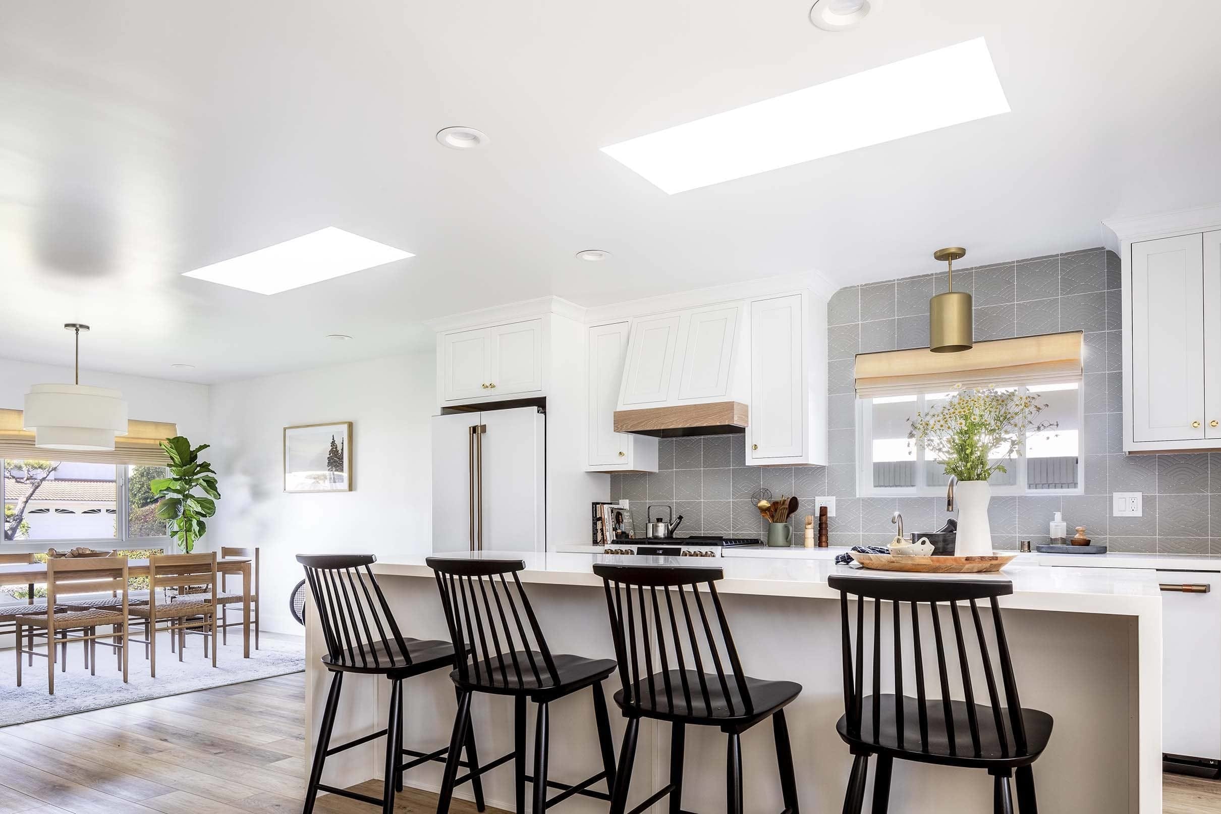Kitchen white black stools skylights horizontal thumbnail