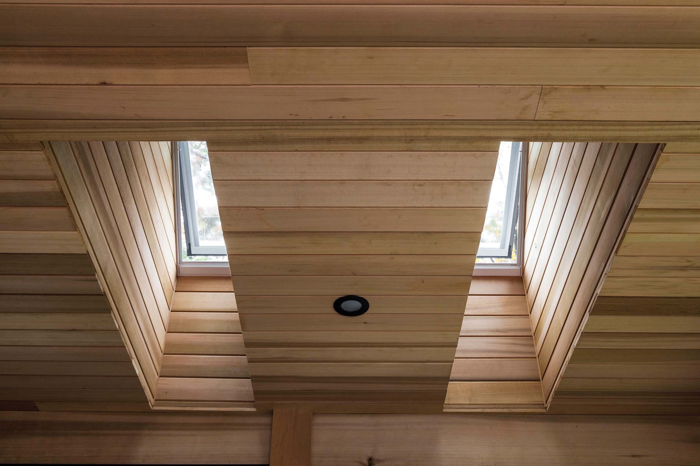 Skylights wood clad ceiling small