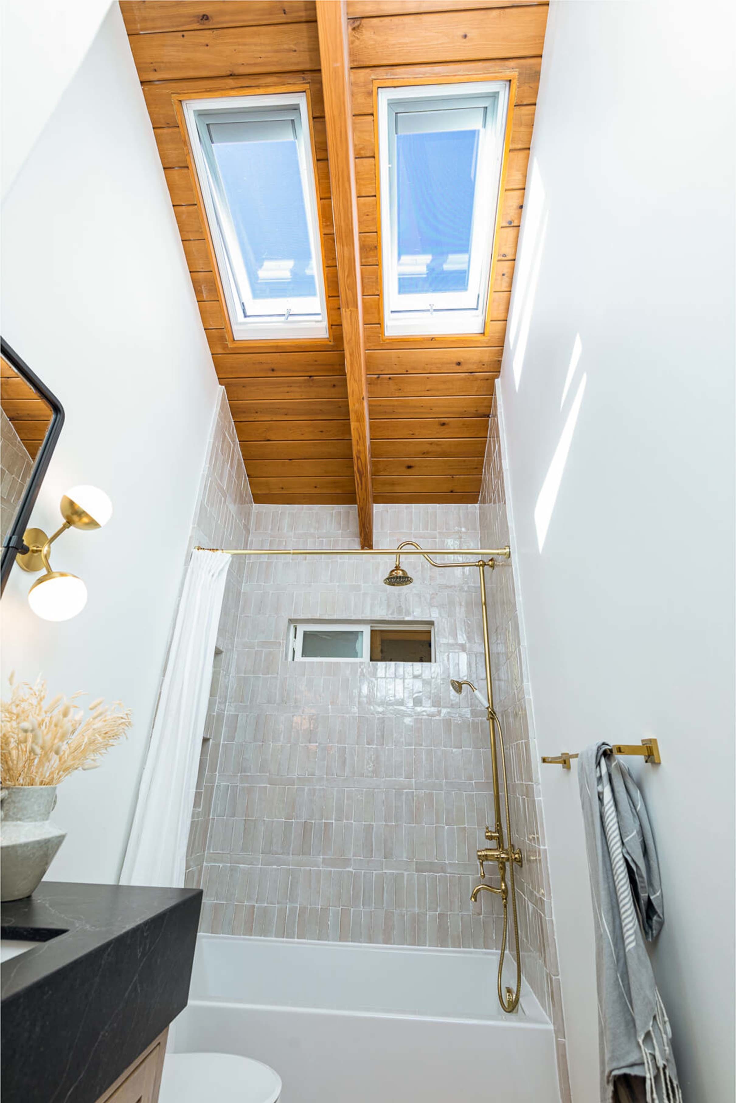 See how skylights made this small bathroom feel larger