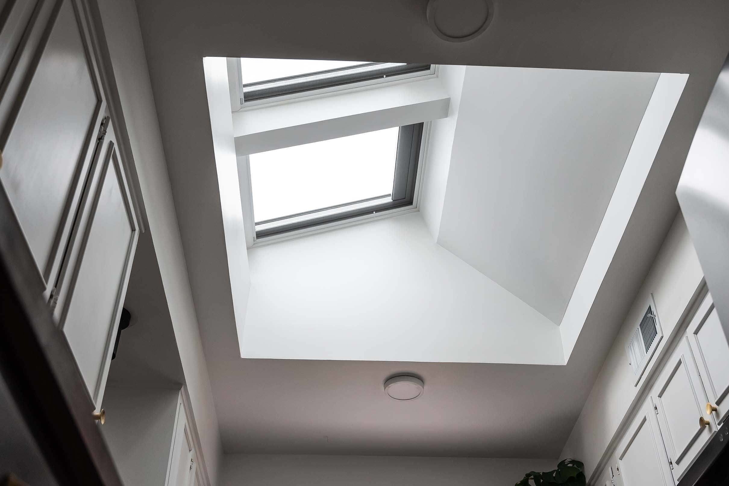 Two skylights installed side by side with large lightwell